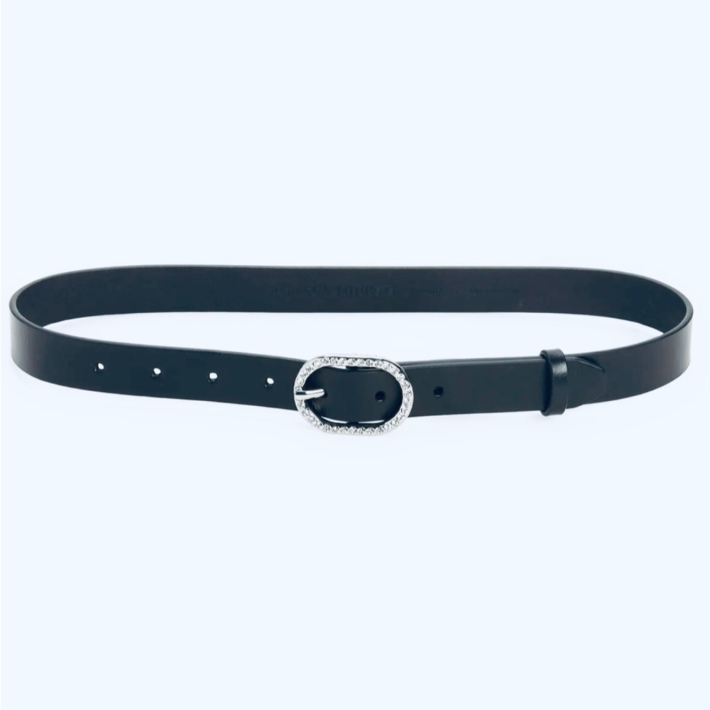 New! Rebecca Minkoff Leather Belt with Pavé Crystal Buckle. Size L